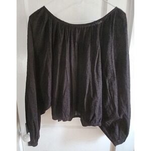 maeve‎ by ANTHROPOLOGIE black puff sleeves swiss dots top S  cropped top